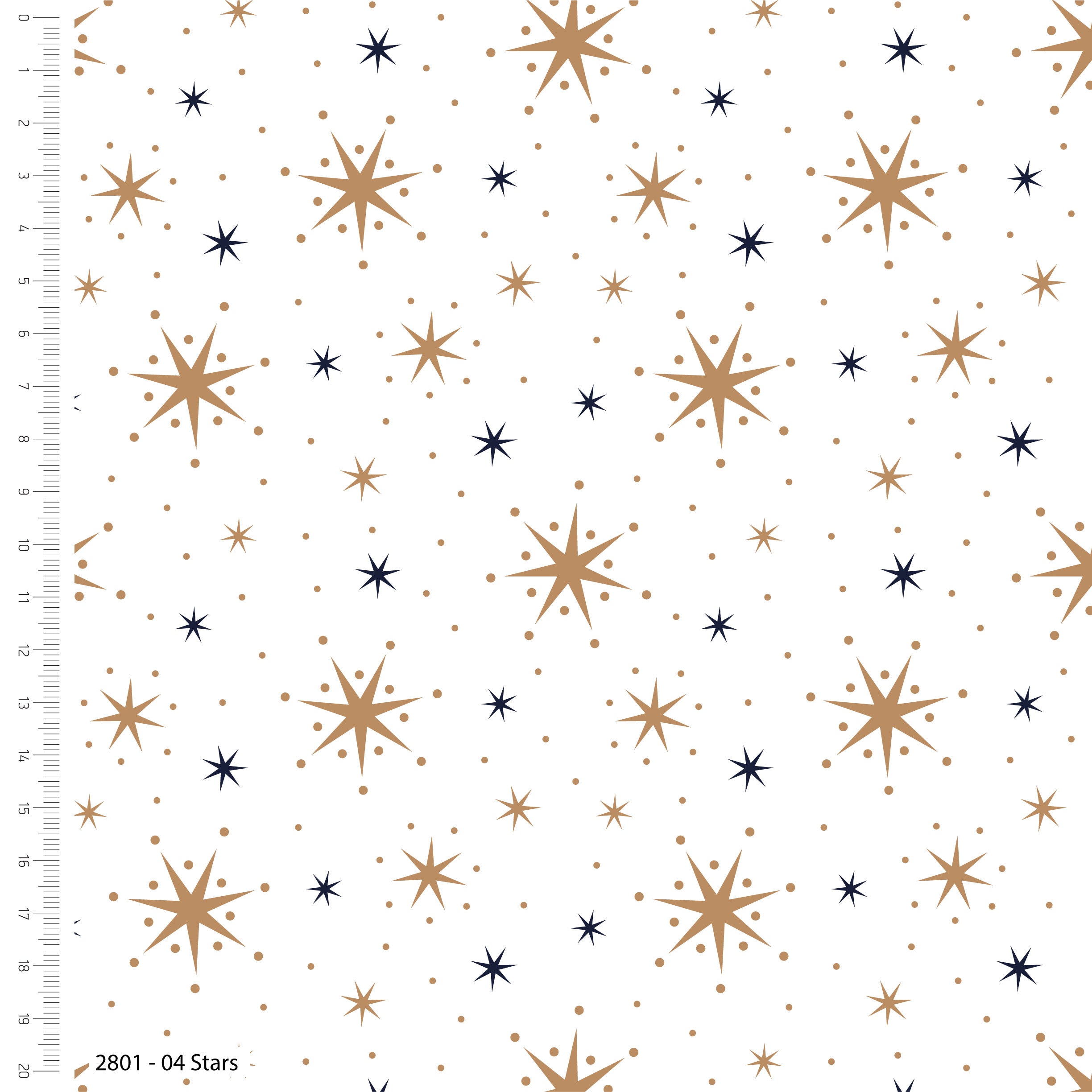 Gold and Navy Stars Metallic Christmas Cotton Fabric 