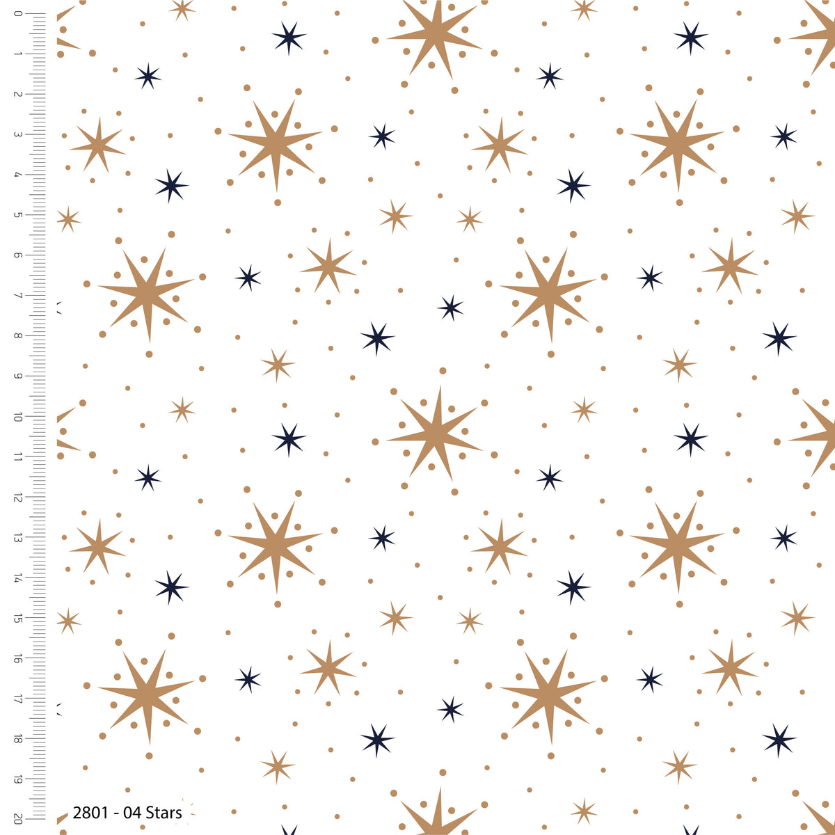 Gold and Navy Stars Metallic Christmas Cotton Fabric 