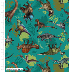  Blast from The Past Dinosaurs Species Fabric by Natural History Museum