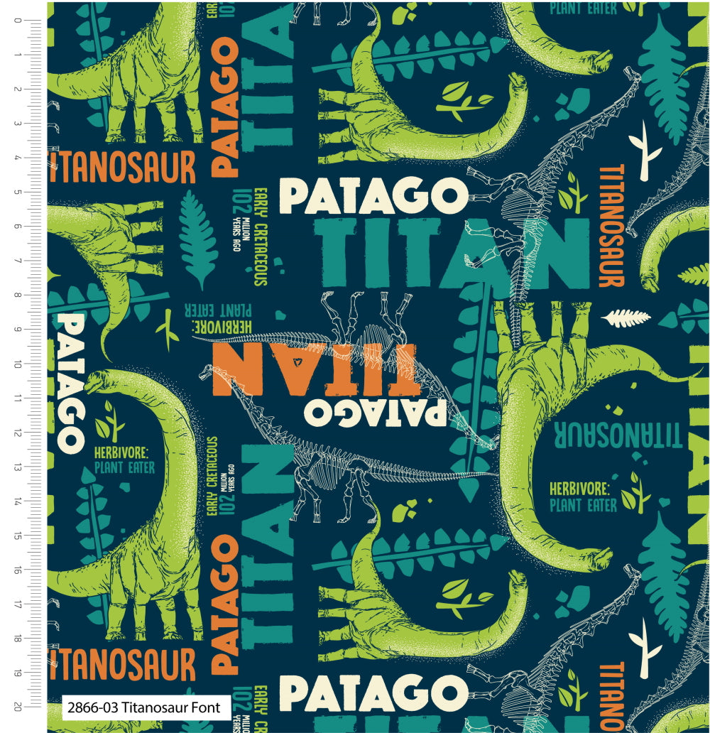  Blast from The Past Titanosaur Dinosaurs Fabric by Natural History Museum