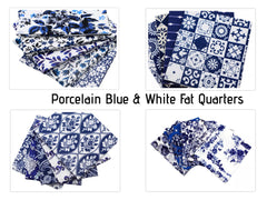 CraftsFabrics Porcelain Blue & White Floral Fat Quarters Bundle
