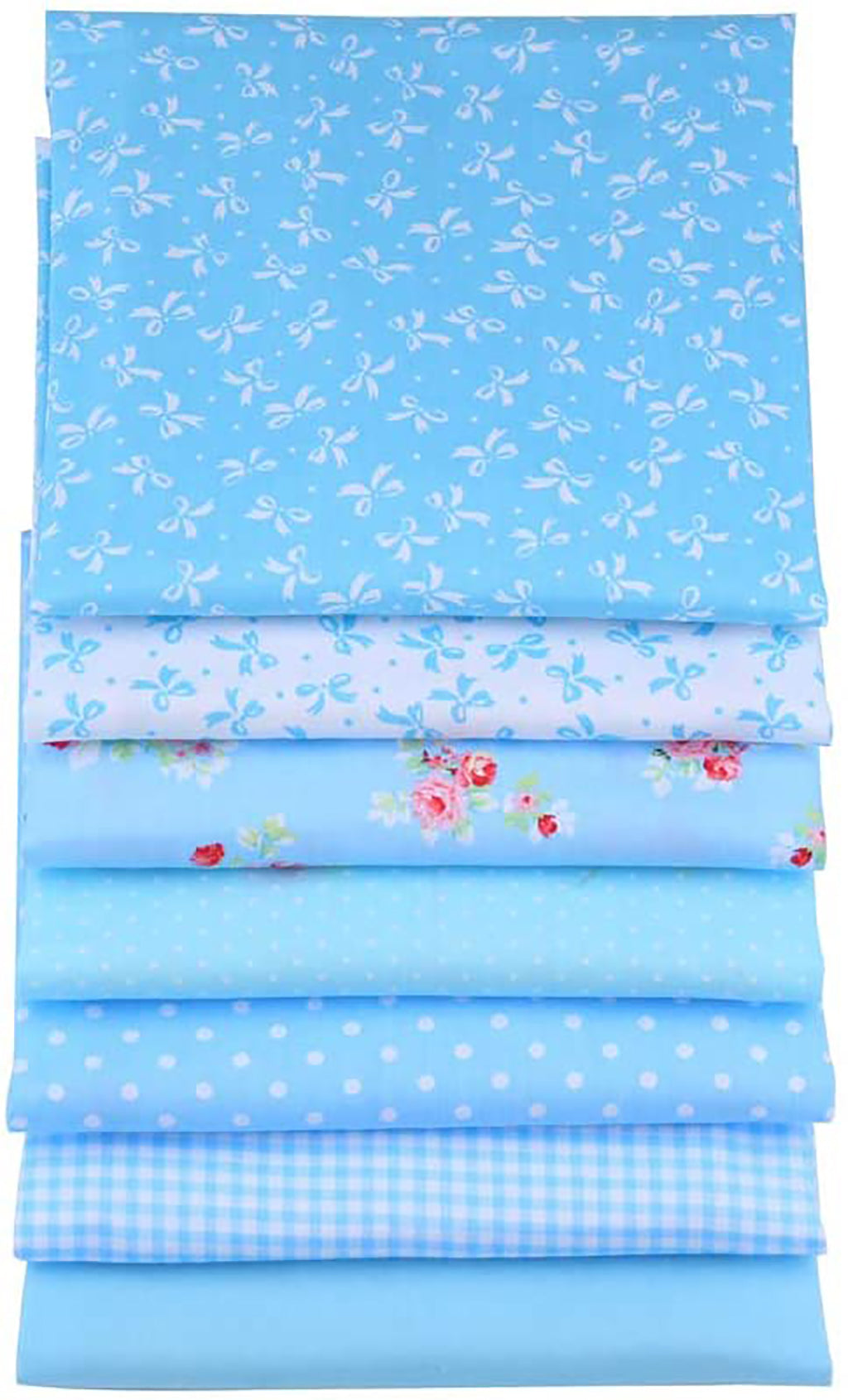 White Bow Knot Blue Fat Quarters Bundle