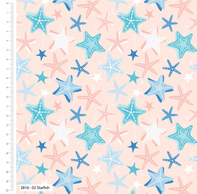 By the Coast Nautical Seaside Starfish Fabric