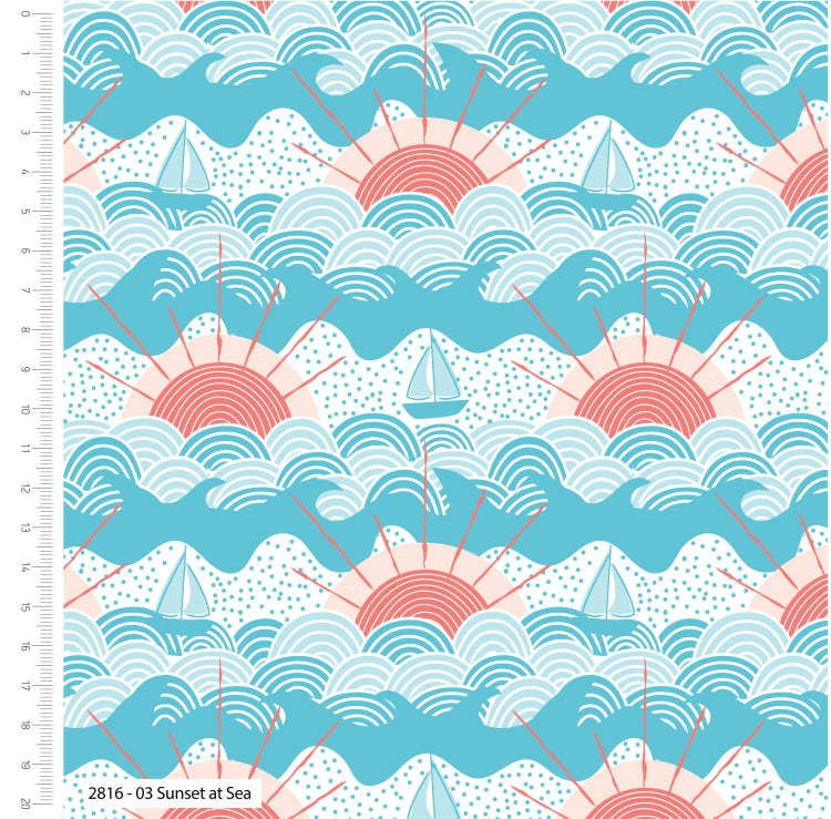 By the Coast Nautical Seaside Sunset at Sea Fabric