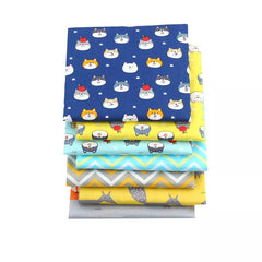 CraftsFabrics 7pcs Cartoon Animals & Chevron Cotton Fat Quarters Bundle