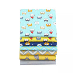 CraftsFabrics 7pcs Cartoon Animals & Chevron Cotton Fat Quarters Bundle