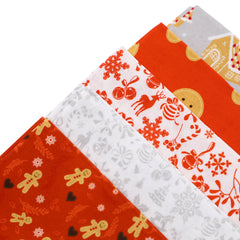 Gingerbread Biscuits Christmas Fat Quarters Fabric Bundle, Pack of 5 - 100% Cotton