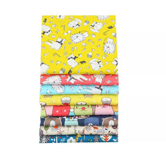 CraftsFabrics 8pcs 40cmx 50cm Cartoon Animals Children's Fat Quarters Bundle 100% Cotton