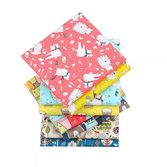 6 Fat Quarters Stoff-Bundle – 40 X 50 Cm, 100% Baumwolle, Mit Cartoon-Tieren & Herzen, Perfekt Zum Quilten, Nähen & Basteln