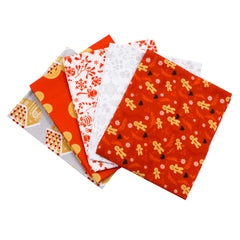 Gingerbread Biscuits Christmas Fat Quarters Fabric Bundle, Pack of 5 - 100% Cotton