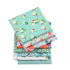 CraftsFabrics 8pcs Green Floral Fabric Fat Quarters Bundle, 100% Cotton