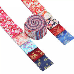 CraftsFabrics 20pcs 2.4x42" Floral Bronzing Jelly Rolls Quilting Strips Japanese Style