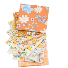 CraftsFabrics 8pcs 40cmx50cm Orange & White Floral Fat Quarters Bundle 100% Cotton