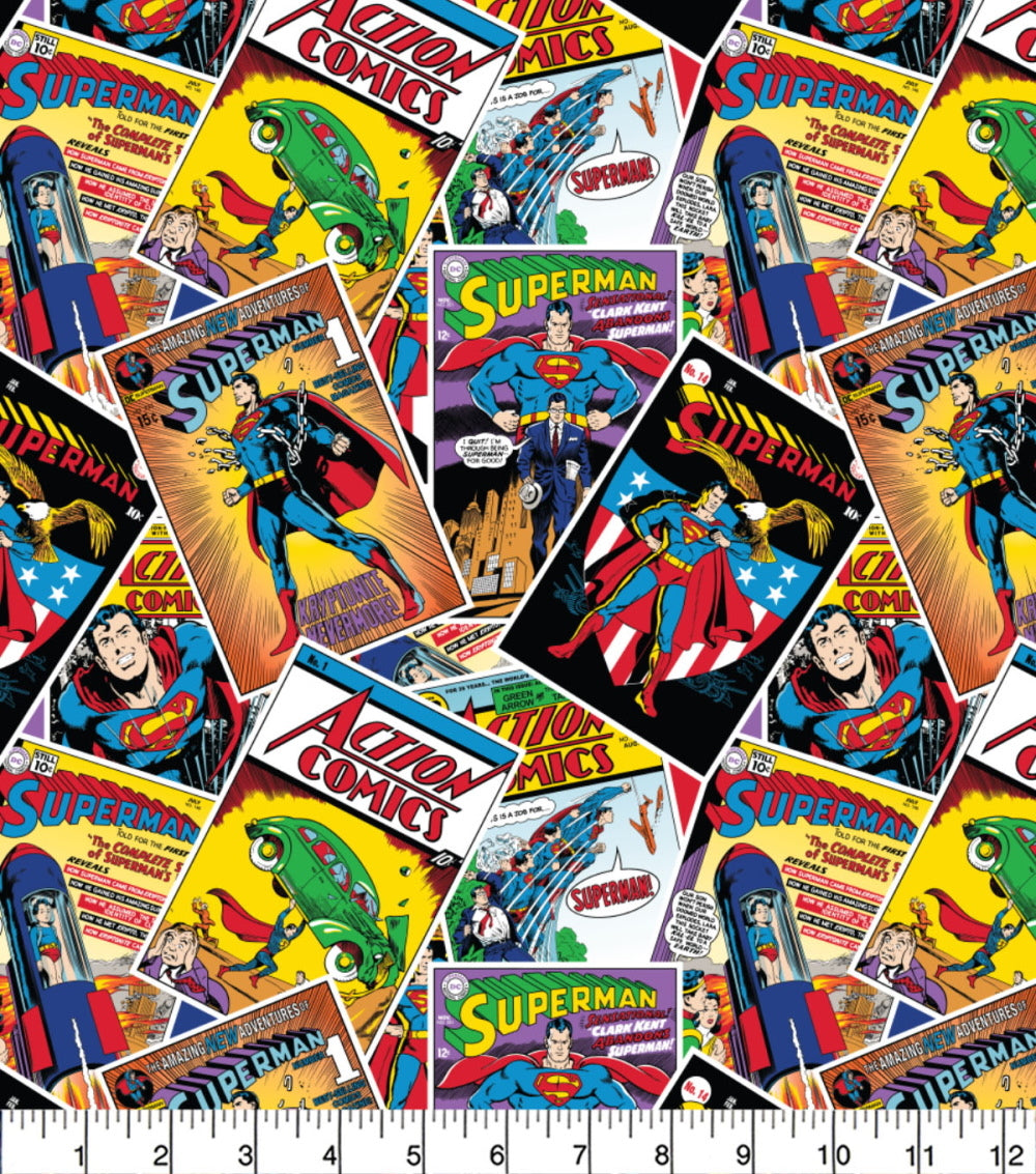 DC Comics - Superman Comic Stack Toss Cotton Fabric – CraftsFabrics