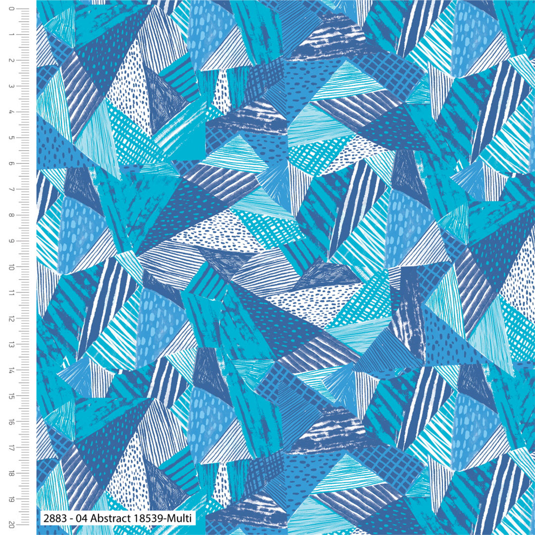 Dino Blues Abstract Quilting Cotton Fabric