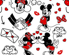 Little Johnny - Disney Mickey Minnie Mouse Love Letters Cotton Fabric