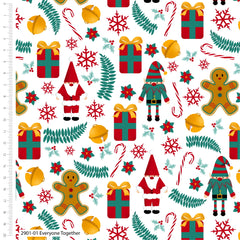 Everyone Together Gnome Santa Christmas Fat Quarters 