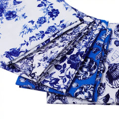 CraftsFabrics Porcelain Blue & White Floral Fat Quarters Bundle