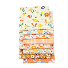 CraftsFabrics 8pcs 40cmx50cm Orange & White Floral Fat Quarters Bundle 100% Cotton