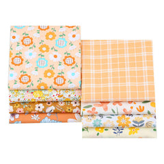 CraftsFabrics 8pcs 40cmx50cm Orange & White Floral Fat Quarters Bundle 100% Cotton