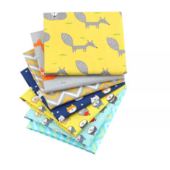 CraftsFabrics 7pcs Cartoon Animals & Chevron Cotton Fat Quarters Bundle