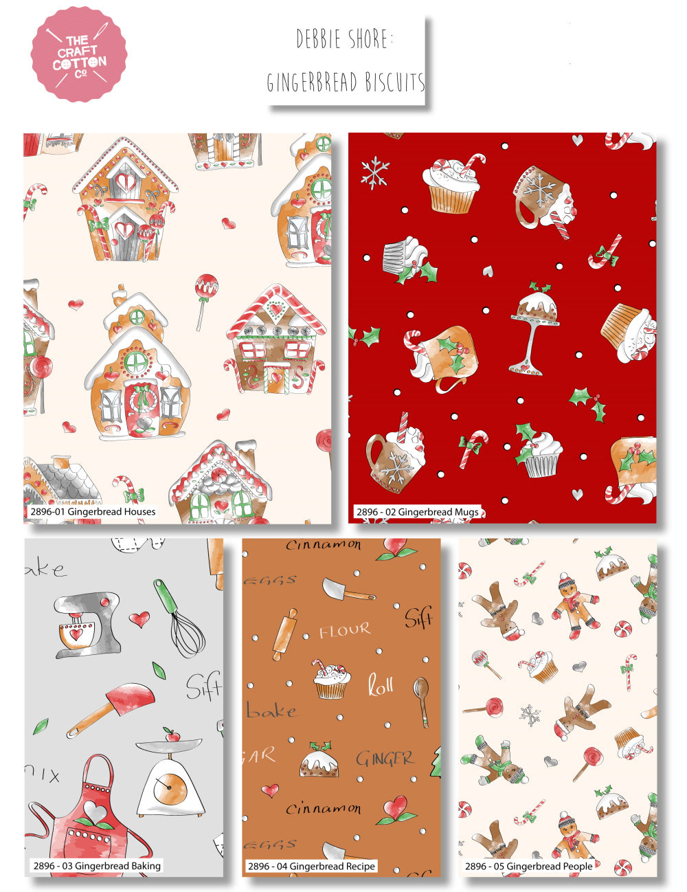 Debbie Shore Fabric Gingerbread Biscuits Christmas Cotton Fabric