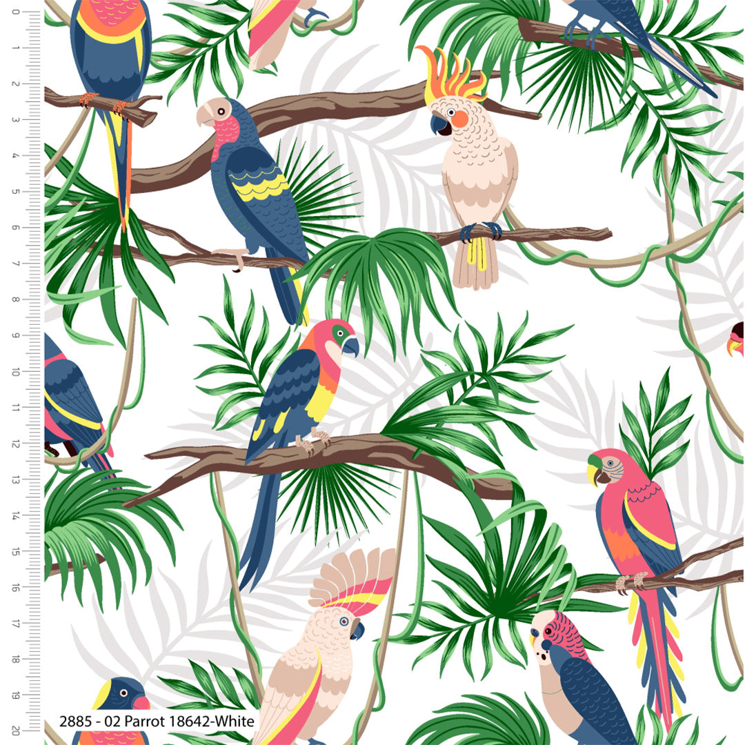 Gone Wild Parrots Birds Cotton Fabric