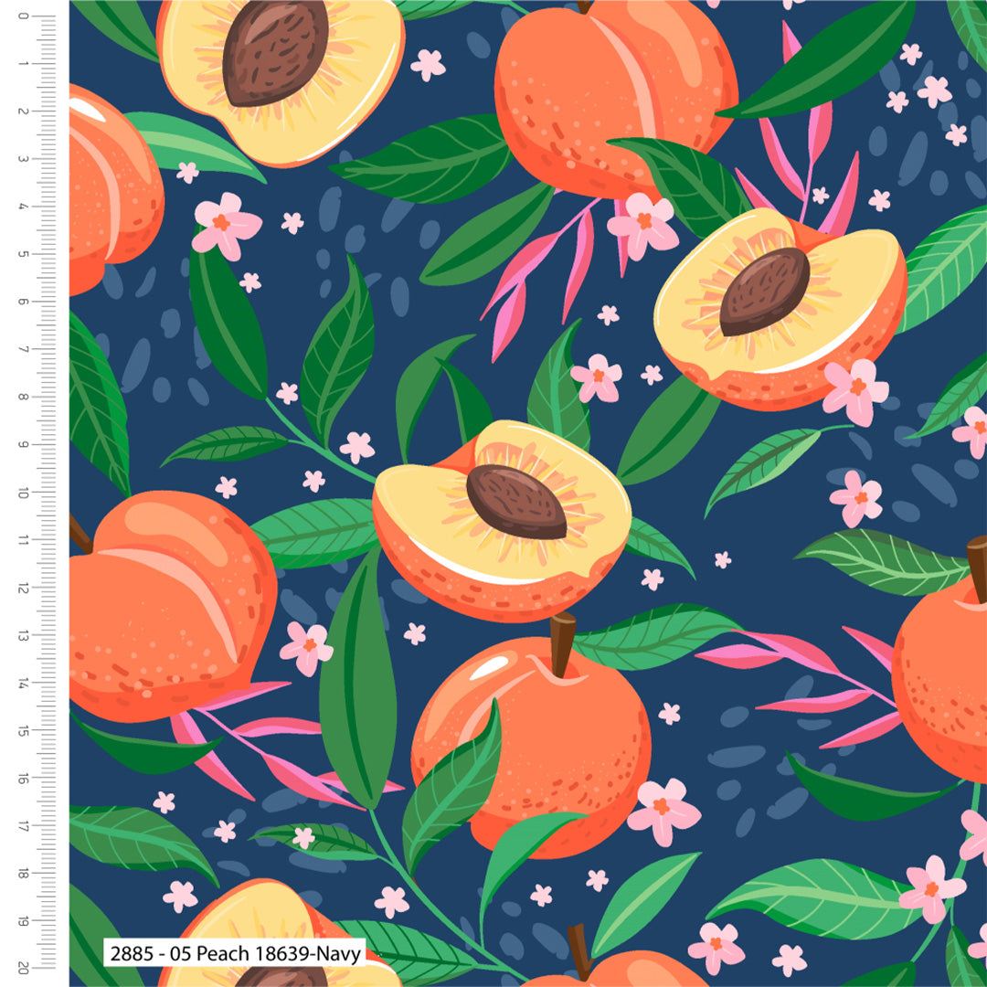 Gone Wild Peach Apricot Fruit Cotton Fabric