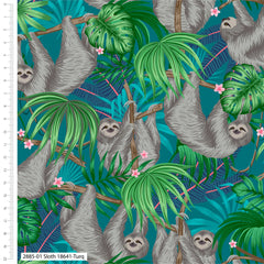 Gone Wild Sloth Animals Cotton Fabric