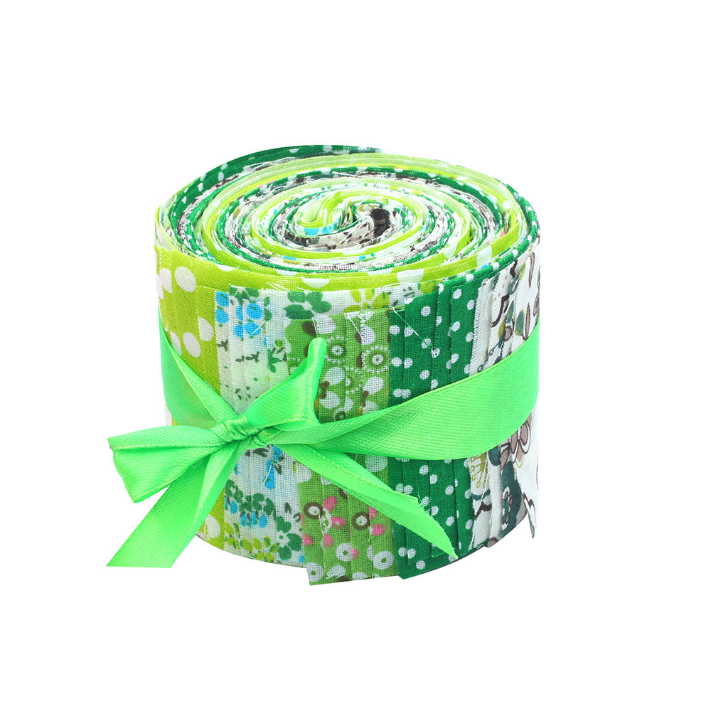 CraftsFabrics Jelly Rolls CraftsFabrics 20pcs Floral Jelly Rolls Strips Fabric for Quilting - Black