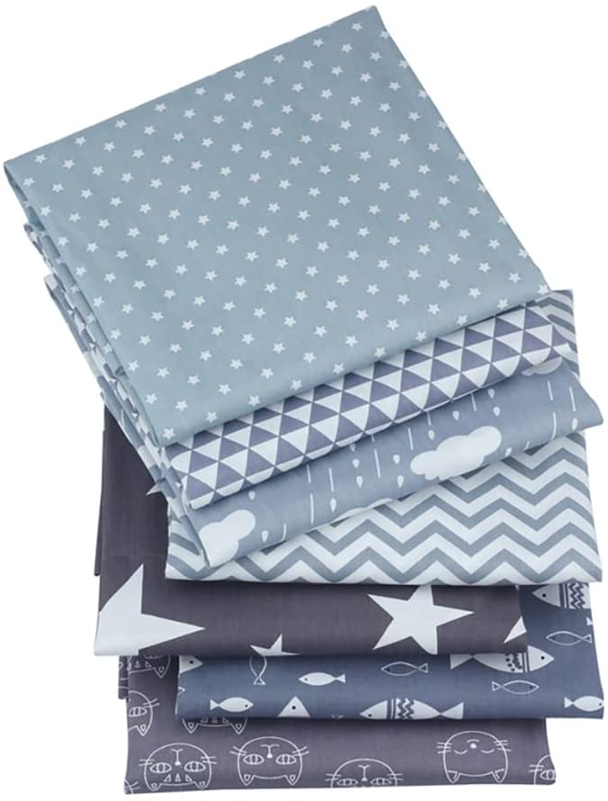 Grey Stars Printed Cotton Fat Quarters