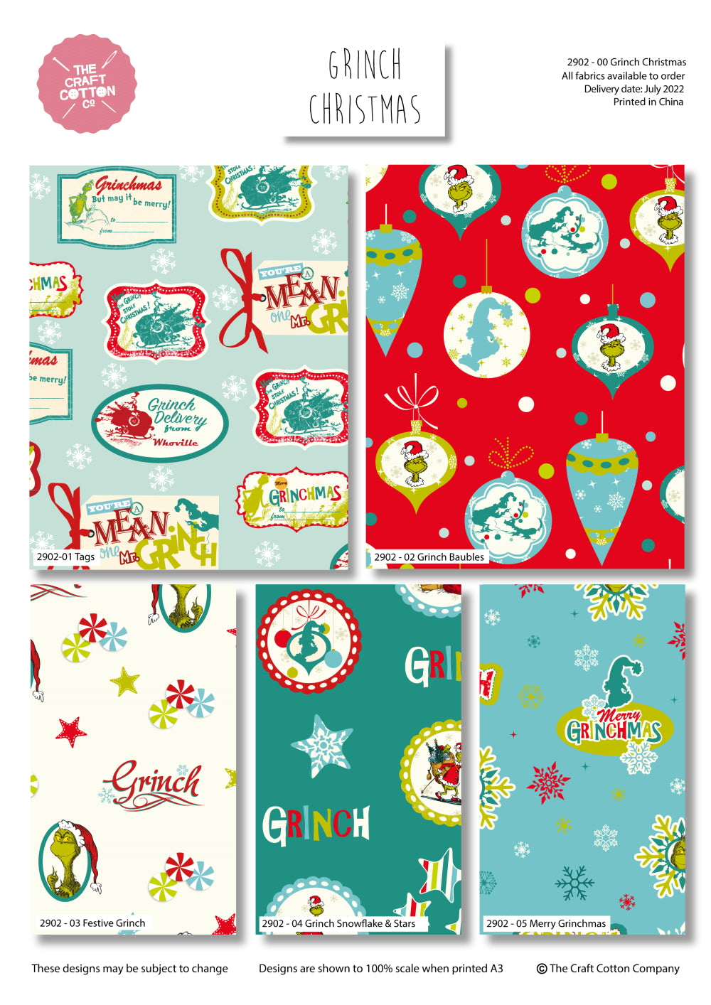 Grinch Christmas Fat Quarters