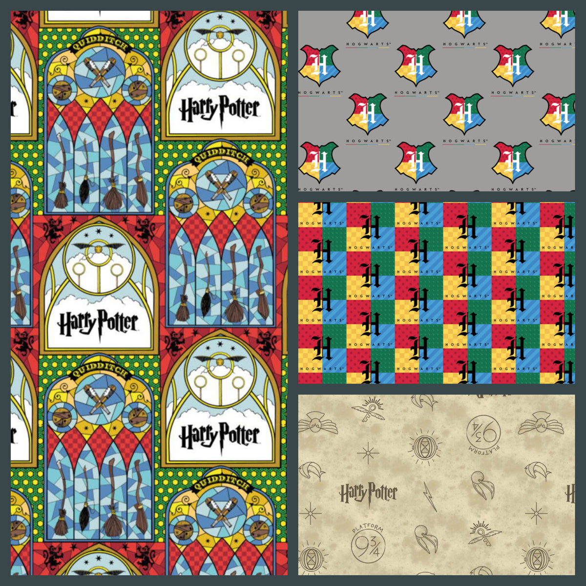 Harry Potter Mystical Houses & Broomsticks Fat Quarters, Pack of 4