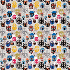 Star Wars Characters Helmets Cotton Print Fabric on White Background