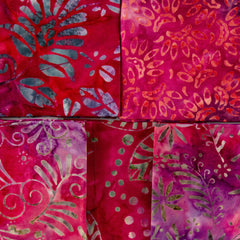 Hot Pinks Bali Batik Colour Moods Fat Quarter Bundle - 5 Fat Quarters, 100% Cotton