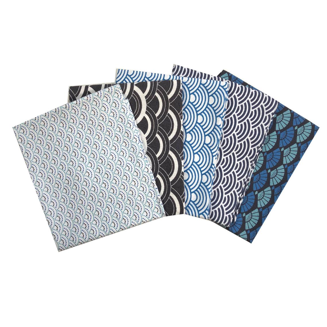 Fans and waves Pattern Fat Quarter Bundle Pack of 5 Cotton Fabric