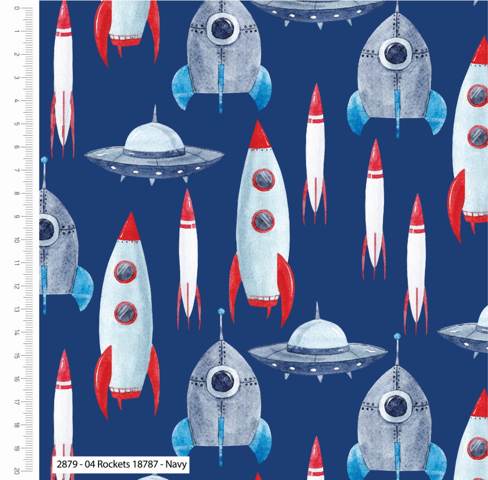 Craft Cotton Co Into the Galaxy Rockets Cotton Quilting Fabric