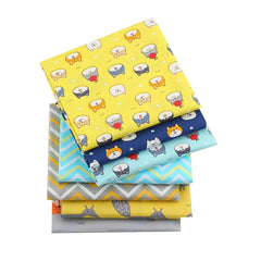 CraftsFabrics 7pcs Cartoon Animals & Chevron Cotton Fat Quarters Bundle