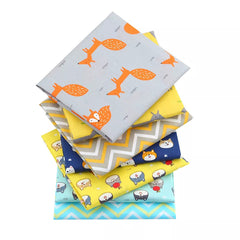 CraftsFabrics 7pcs Cartoon Animals & Chevron Cotton Fat Quarters Bundle