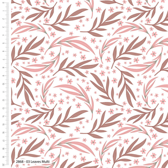Freehand Birds Leaves Cotton Fabric