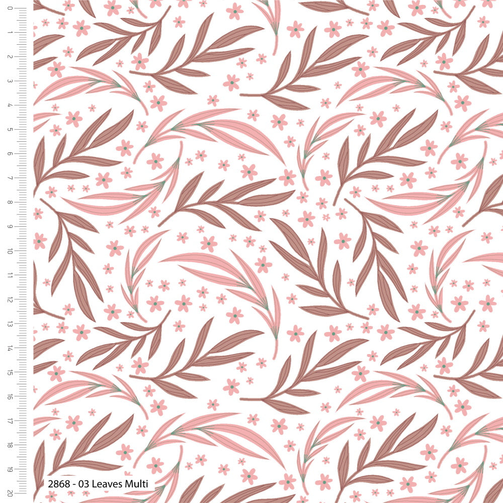 Freehand Birds Leaves Cotton Fabric