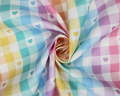 Little Johnny Love Hearts Check Fabric