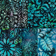 Luminous Nightshade Bali Batik Colour Moods Fat Quarter Bundle - 5 Fat Quarters, 100% Cotton