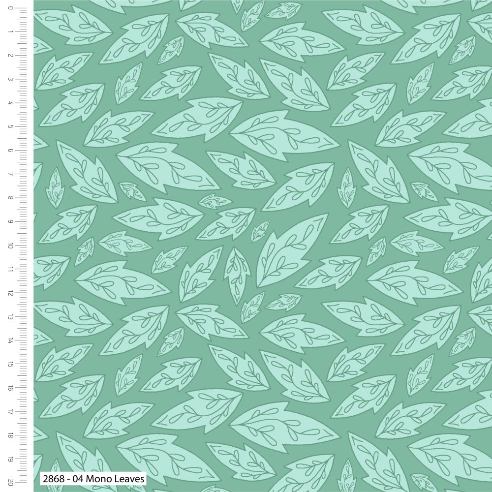 Freehand Birds Mono Leaves Cotton Fabric