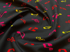 Rose & Hubble Multi Musical Notes on Black 100% Cotton (CP0133 Multi)