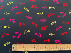 Rose & Hubble Multi Musical Notes on Black 100% Cotton (CP0133 Multi)