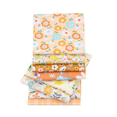 CraftsFabrics 8pcs 40cmx50cm Orange & White Floral Fat Quarters Bundle 100% Cotton