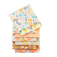 CraftsFabrics 8pcs 40cmx50cm Orange & White Floral Fat Quarters Bundle 100% Cotton