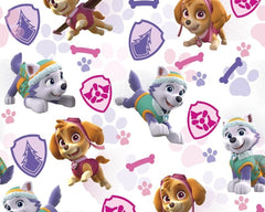 Little Johnny - Paw Patrol Girls Badges 100% Cotton Fabric, Pink