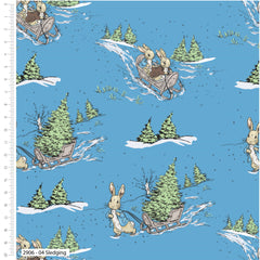 Peter Rabbit Sledging Christmas Cotton Fabric